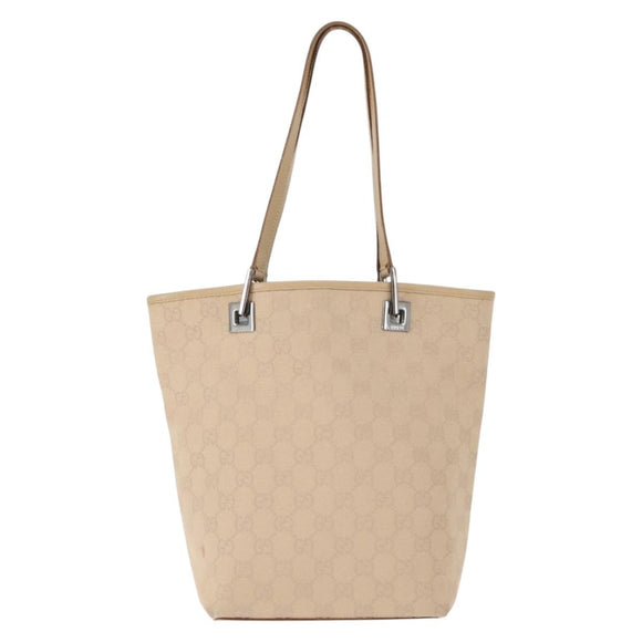 GUCCI GG Canvas Tote Bag Beige Silver 31244 Auth ep11382