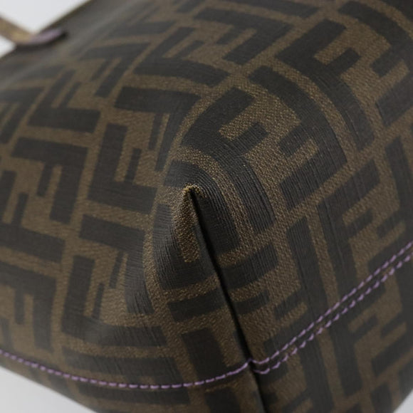 FENDI Zucca Canvas Tote Bag PVC Black Brown Auth ep11387