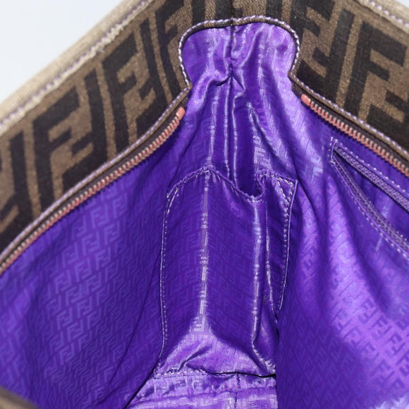 FENDI Zucca Canvas Tote Bag PVC Black Brown Auth ep11387