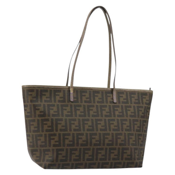 FENDI Zucca Canvas Tote Bag PVC Black Brown Auth ep11387