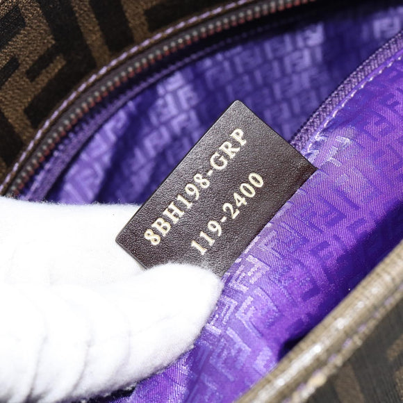 FENDI Zucca Canvas Tote Bag PVC Black Brown Auth ep11387