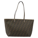 FENDI Zucca Canvas Tote Bag PVC Black Brown Auth ep11387-13