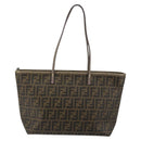FENDI Zucca Canvas Tote Bag PVC Black Brown Auth ep11387-2
