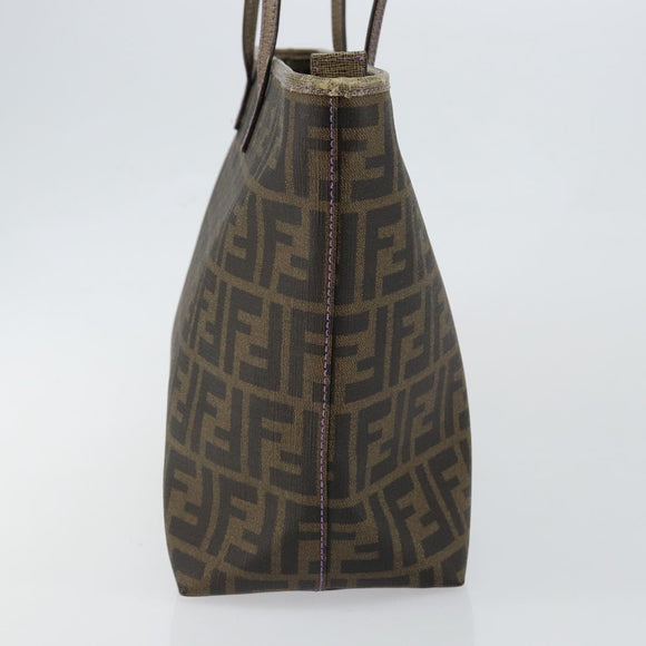 FENDI Zucca Canvas Tote Bag PVC Black Brown Auth ep11387