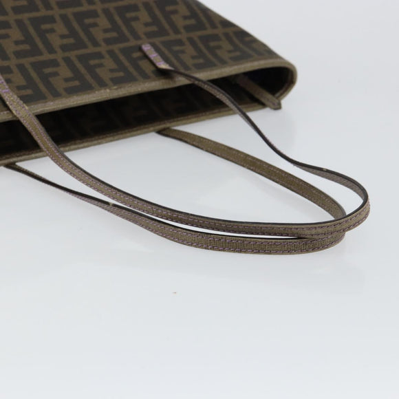 FENDI Zucca Canvas Tote Bag PVC Black Brown Auth ep11387