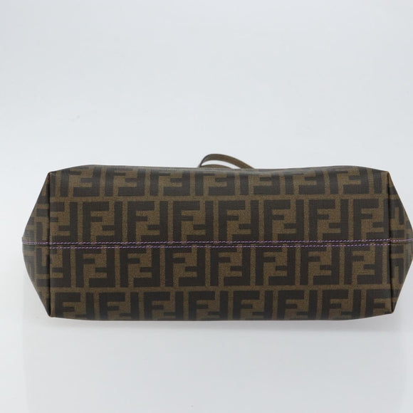 FENDI Zucca Canvas Tote Bag PVC Black Brown Auth ep11387