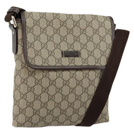 GUCCI GG Supreme Shoulder Bag PVC Leather Beige 223666 Auth ep11388