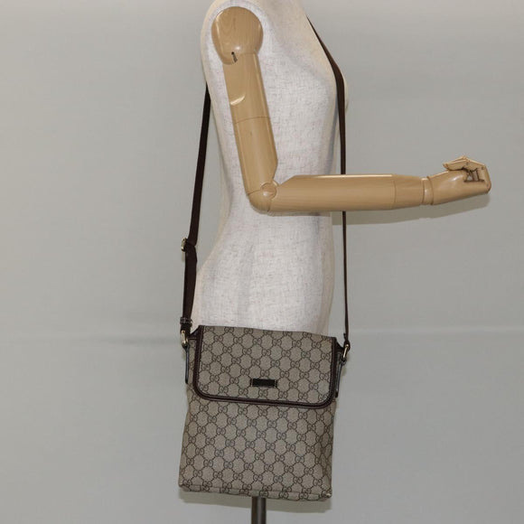 GUCCI GG Supreme Shoulder Bag PVC Leather Beige 223666 Auth ep11388