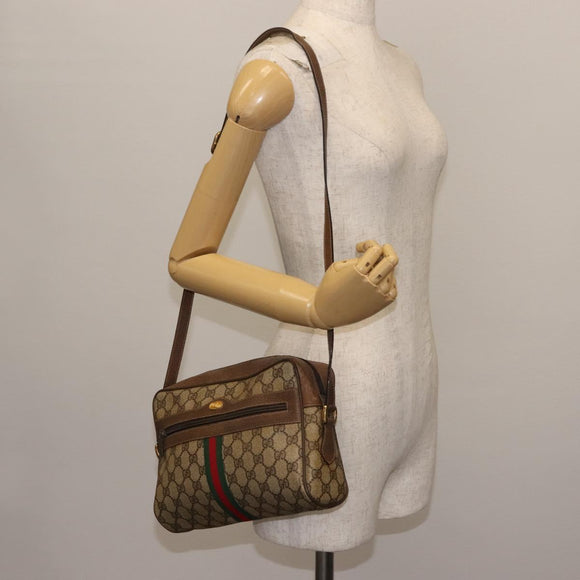 GUCCI GG Supreme Web Sherry Line Shoulder Bag PVC Beige 56 02 005 Auth ep11392