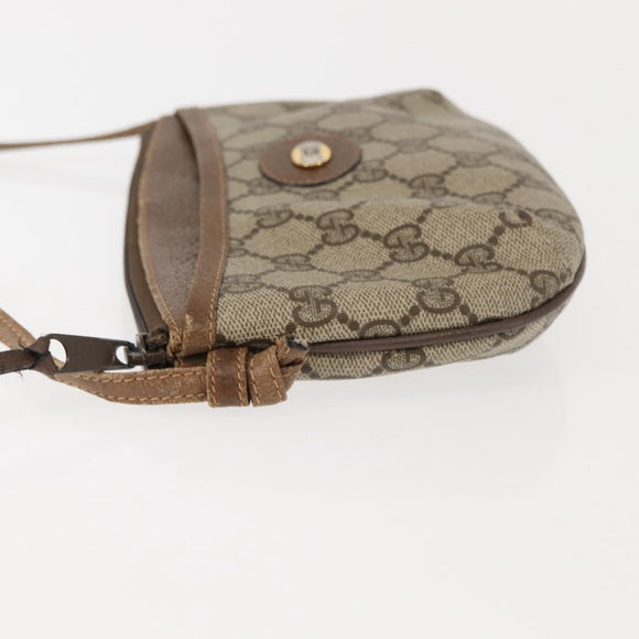 GUCCI GG Supreme Shoulder Bag PVC Beige Gold Auth ep11393