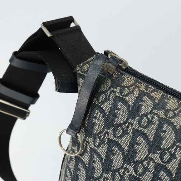 Christian Dior Trotter Canvas Shoulder Bag Navy Silver Auth ep11395