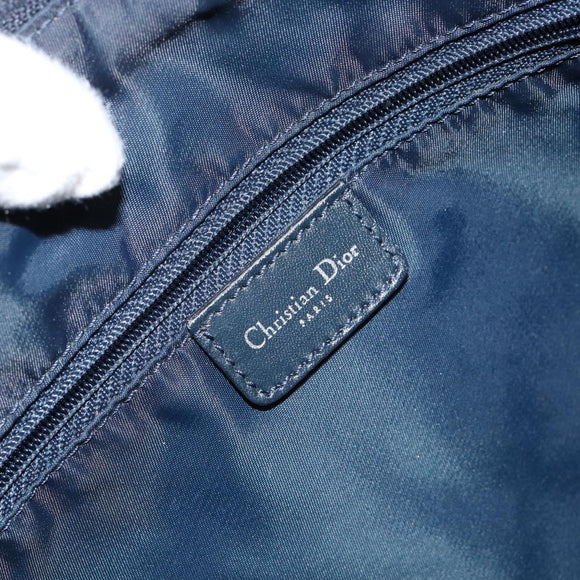 Christian Dior Trotter Canvas Shoulder Bag Navy Silver Auth ep11395