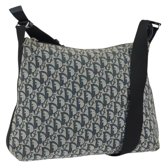 Christian Dior Trotter Canvas Shoulder Bag Navy Silver Auth ep11395