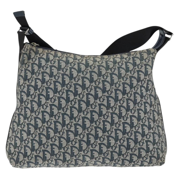 Christian Dior Trotter Canvas Shoulder Bag Navy Silver Auth ep11395