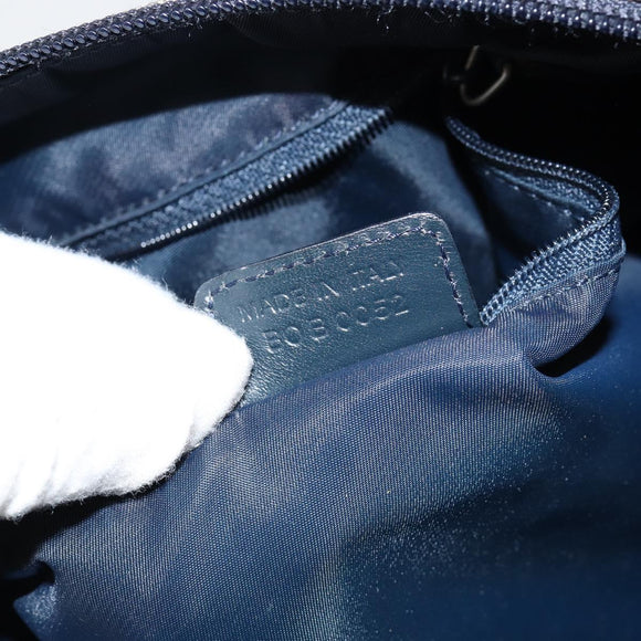 Christian Dior Trotter Canvas Shoulder Bag Navy Silver Auth ep11395