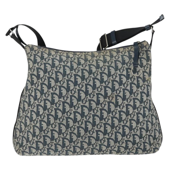 Christian Dior Trotter Canvas Shoulder Bag Navy Silver Auth ep11395