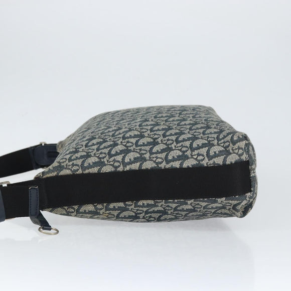 Christian Dior Trotter Canvas Shoulder Bag Navy Silver Auth ep11395