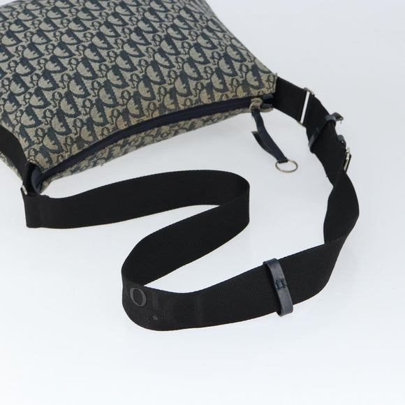 Christian Dior Trotter Canvas Shoulder Bag Navy Silver Auth ep11395