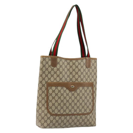 GUCCI GG Supreme Web Sherry Line Tote Bag PVC Beige 56 02 003 Auth ep11398