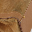 GUCCI Bamboo Hand Bag Suede Beige Gold 002 2058 0260 Auth ep11402-11