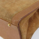 GUCCI Bamboo Hand Bag Suede Beige Gold 002 2058 0260 Auth ep11402-12