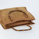 GUCCI Bamboo Hand Bag Suede Beige Gold 002 2058 0260 Auth ep11402-6