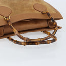 GUCCI Bamboo Hand Bag Suede Beige Gold 002 2058 0260 Auth ep11402-7