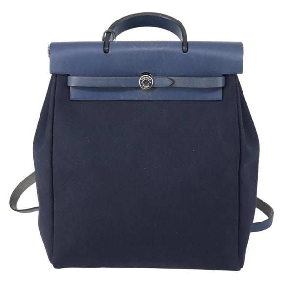 HERMES Herbag Backpack Canvas 2way Navy Auth ep11406