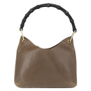 GUCCI Bamboo Hand Bag Leather Brown Gold 001 2058 1883 0 Auth ep11407-13
