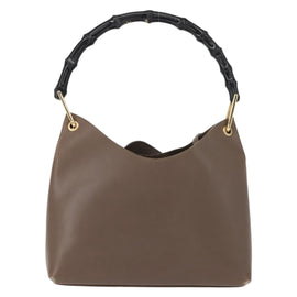GUCCI Bamboo Hand Bag Leather Brown Gold 001 2058 1883 0 Auth ep11407 - 0