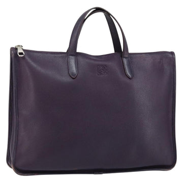LOEWE Tote Bag Leather Purple Silver Auth ep11409