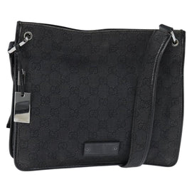 GUCCI GG Canvas Shoulder Bag Black Silver 91762 Auth ep11415
