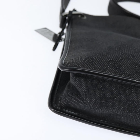 GUCCI GG Canvas Umhängetasche Schwarz Silber 91762 Auth ep11415