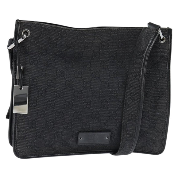 GUCCI GG Canvas Umhängetasche Schwarz Silber 91762 Auth ep11415