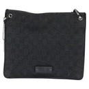 GUCCI GG Canvas Shoulder Bag Black Silver 91762 Auth ep11415-13