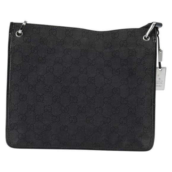GUCCI GG Canvas Umhängetasche Schwarz Silber 91762 Auth ep11415