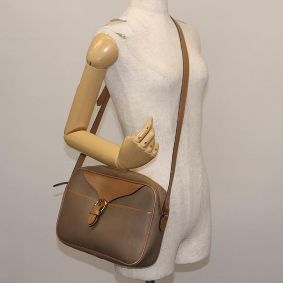 Christian Dior Trotter Canvas Shoulder Bag Beige Gold Auth ep11416