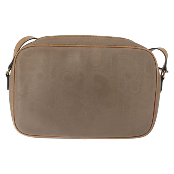 Christian Dior Trotter Canvas Shoulder Bag Beige Gold Auth ep11416