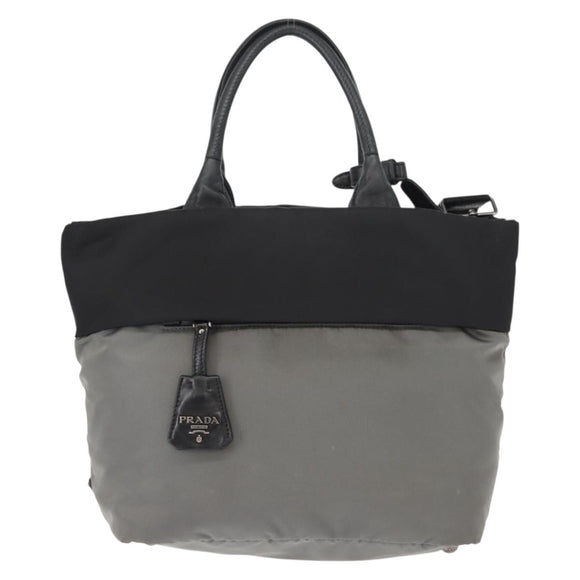 PRADA Hand Bag Nylon 2way Black Gray Auth ep11418
