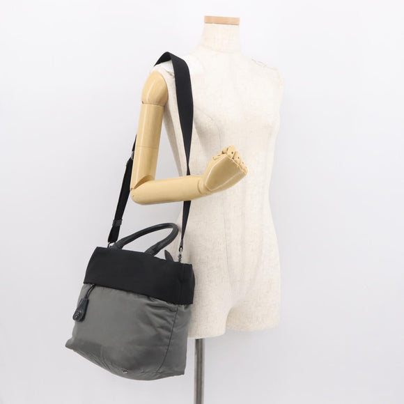 PRADA Hand Bag Nylon 2way Black Gray Auth ep11418