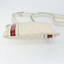 GUCCI GG Canvas Sherry Line Shoulder Bag PVC White Red Navy 153244 Auth ep11420-5