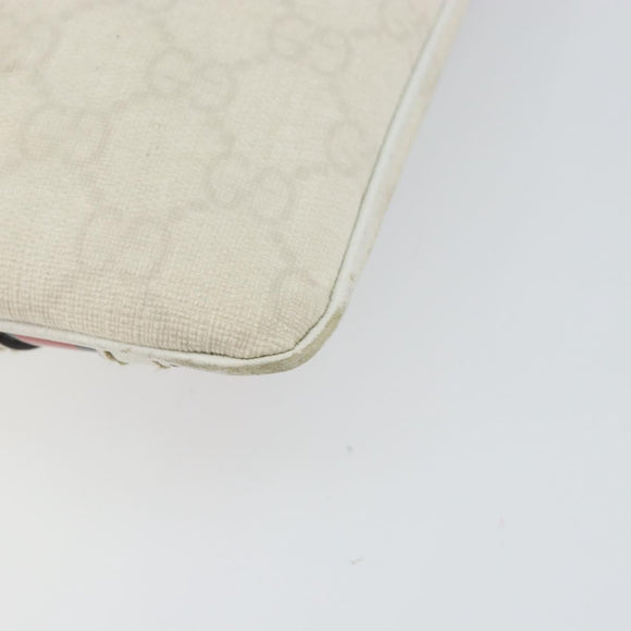 GUCCI GG Canvas Sherry Line Shoulder Bag PVC White Red Navy 153244 Auth ep11420