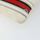 GUCCI GG Canvas Sherry Line Shoulder Bag PVC White Red Navy 153244 Auth ep11420-17