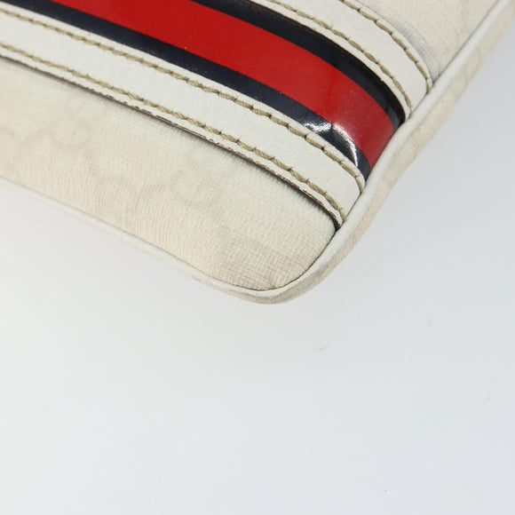 GUCCI GG Canvas Sherry Line Shoulder Bag PVC White Red Navy 153244 Auth ep11420