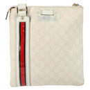 GUCCI GG Canvas Sherry Line Shoulder Bag PVC White Red Navy 153244 Auth ep11420-13