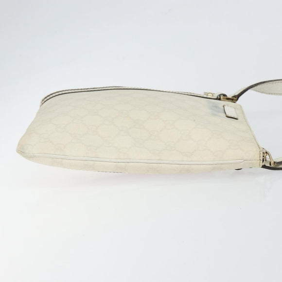 GUCCI GG Canvas Sherry Line Shoulder Bag PVC White Red Navy 153244 Auth ep11420