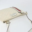 GUCCI GG Canvas Sherry Line Shoulder Bag PVC White Red Navy 153244 Auth ep11420-6
