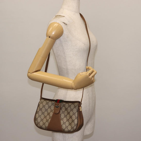 GUCCI GG Supreme Web Sherry Line Shoulder Bag PVC Beige 116 02 024 Auth ep11422