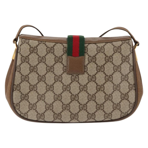 GUCCI GG Supreme Web Sherry Line Shoulder Bag PVC Beige 116 02 024 Auth ep11422