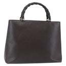 GUCCI Bamboo Hand Bag Leather Dark Brown Gold 002 1998 0507 Auth ep11424-1